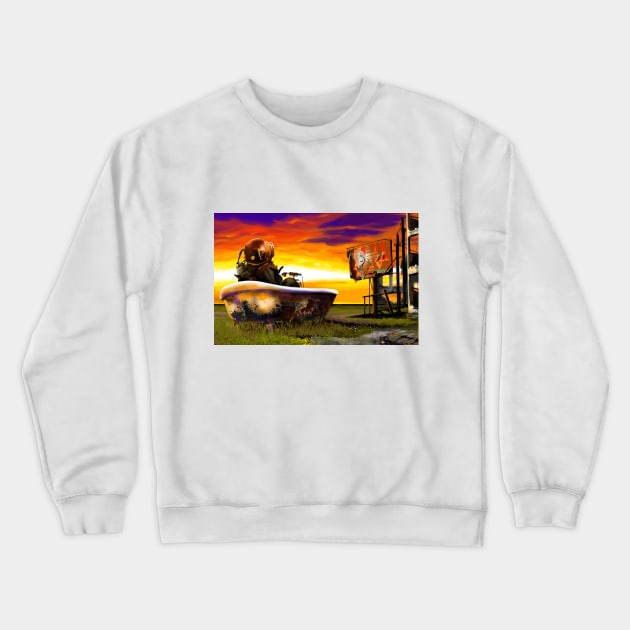 DIVE: A Diver in a dry ocean Crewneck Sweatshirt by sandpaperdaisy